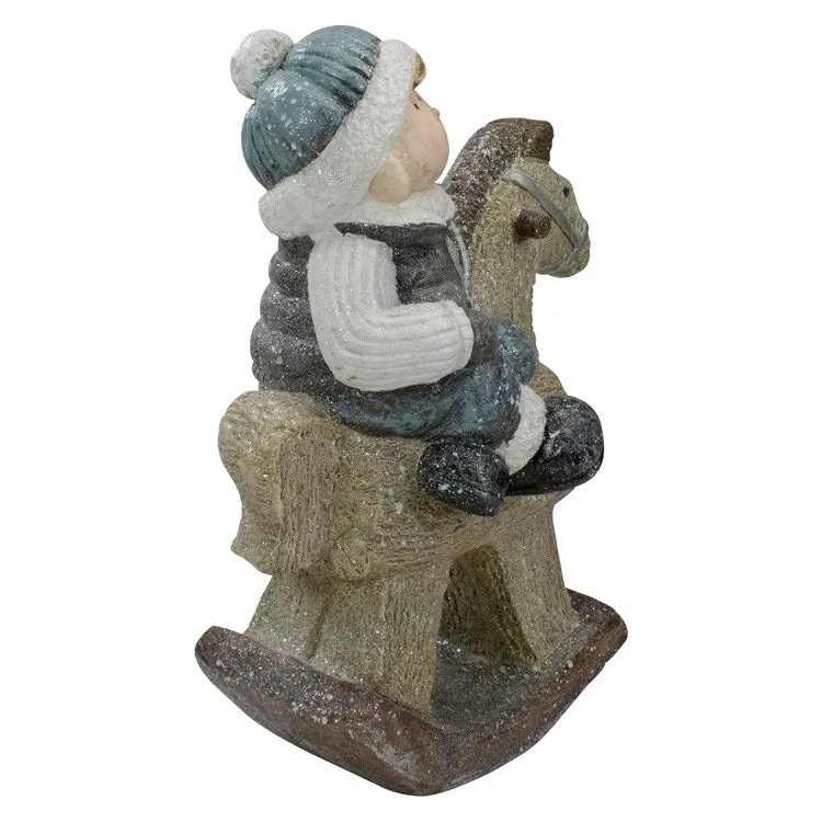 18" Boy On Rocking Horse Christmas Tabletop Figurine