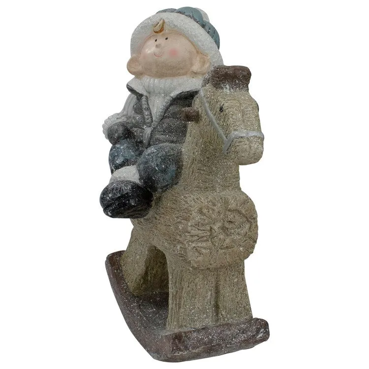 18" Boy On Rocking Horse Christmas Tabletop Figurine