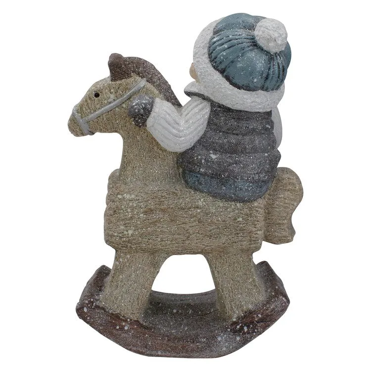 18" Boy On Rocking Horse Christmas Tabletop Figurine