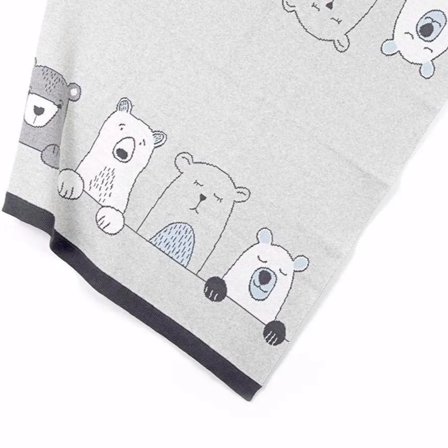 3 piece Henry Bears Baby Blanket, Baby Quilt & Matching Baby Hat.