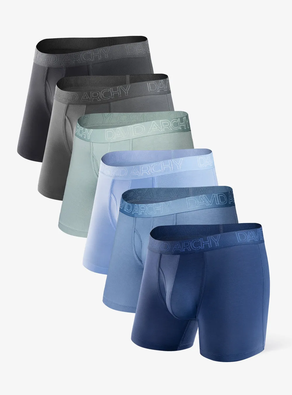 6 Packs Bamboo Rayon Breathable Soft Boxer Briefs