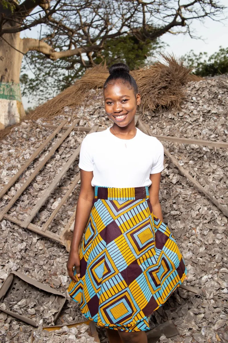 African Maxi Skirt In Blue Kente