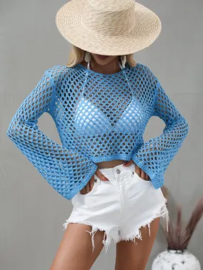 AIDA CROCHET KNIT TOP - BLUE