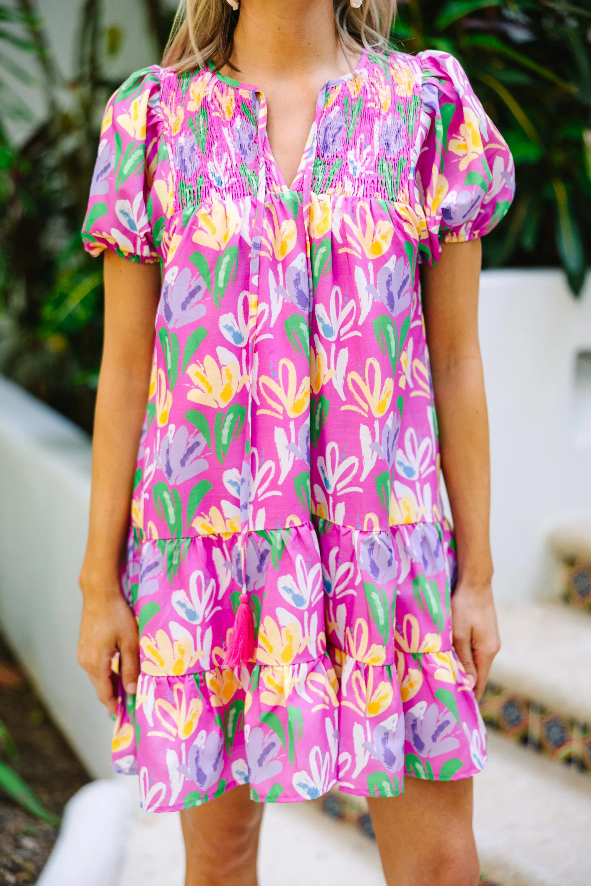 Always On My Mind Fuchsia Pink Floral Dress