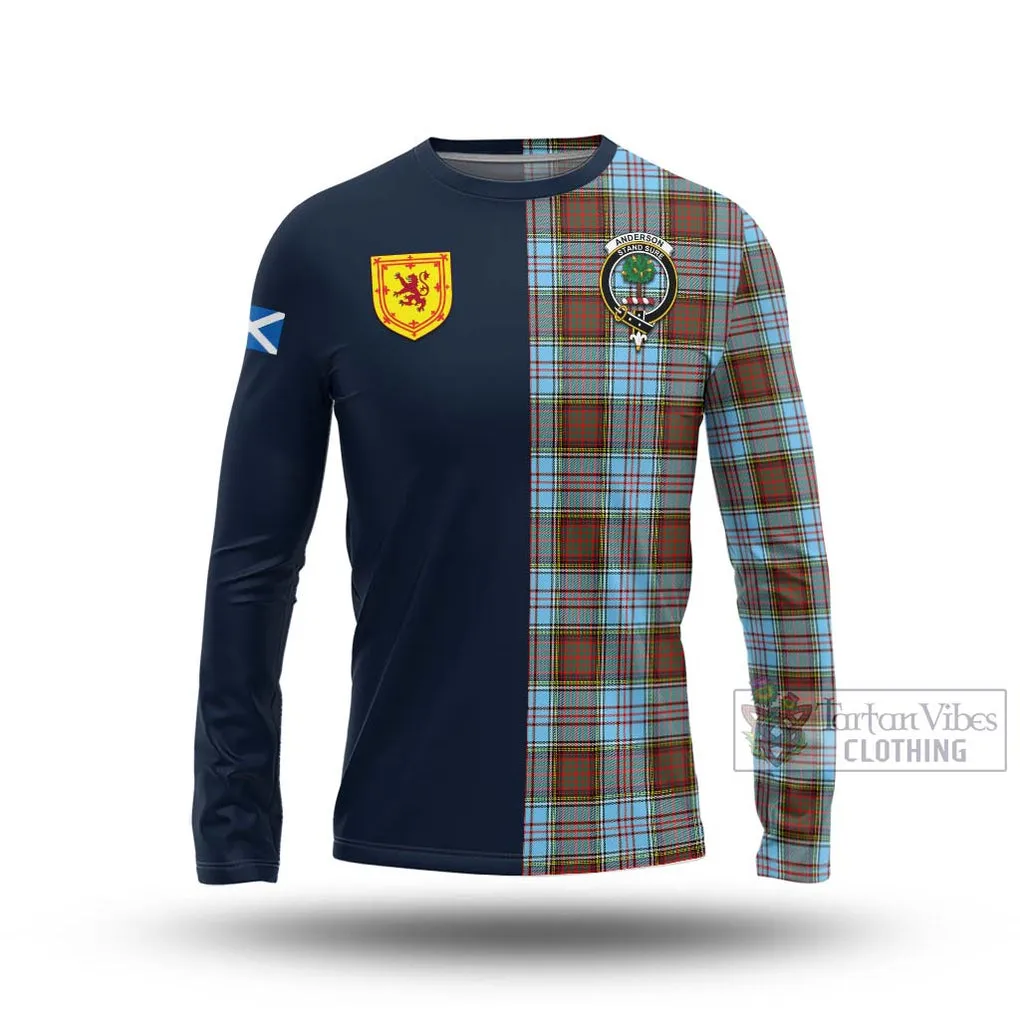 Anderson Ancient Tartan Long Sleeve T-Shirt Alba with Scottish Lion Royal Arm Half Style