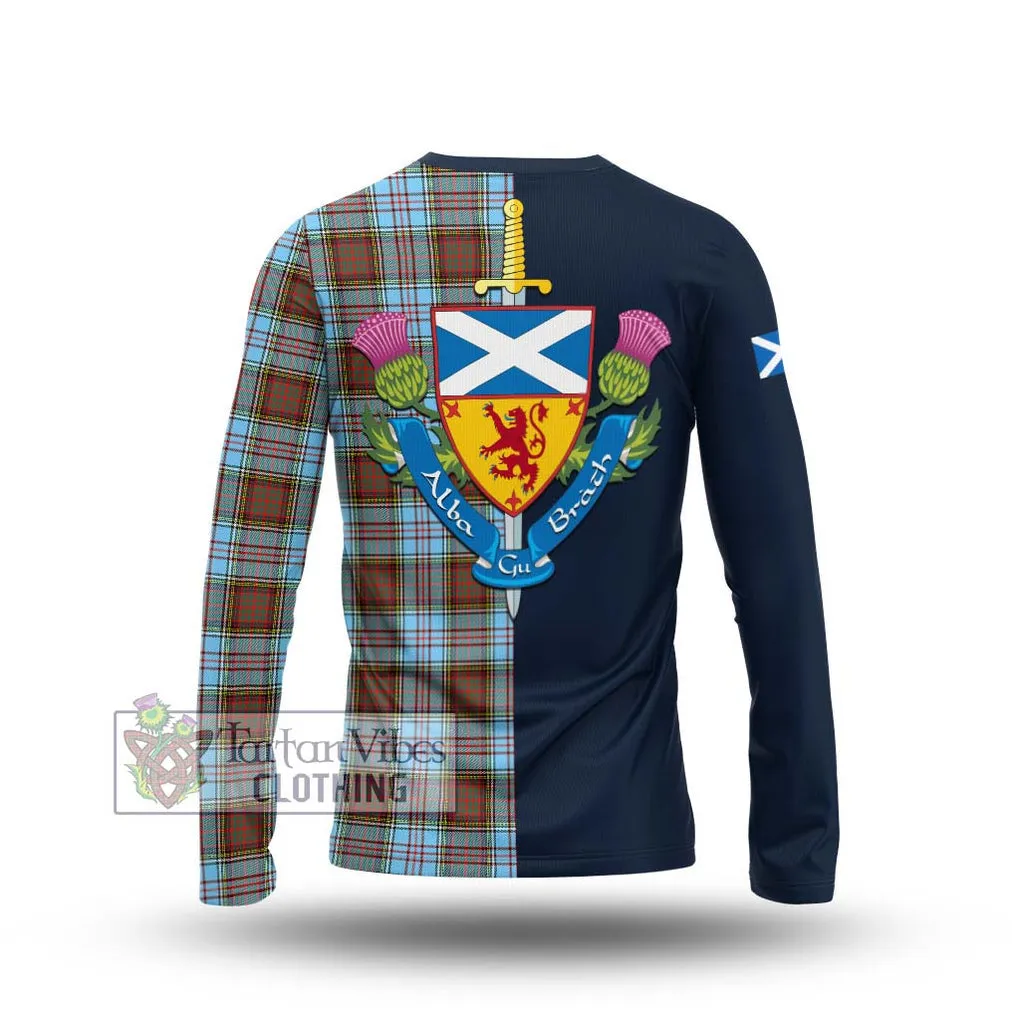 Anderson Ancient Tartan Long Sleeve T-Shirt Alba with Scottish Lion Royal Arm Half Style