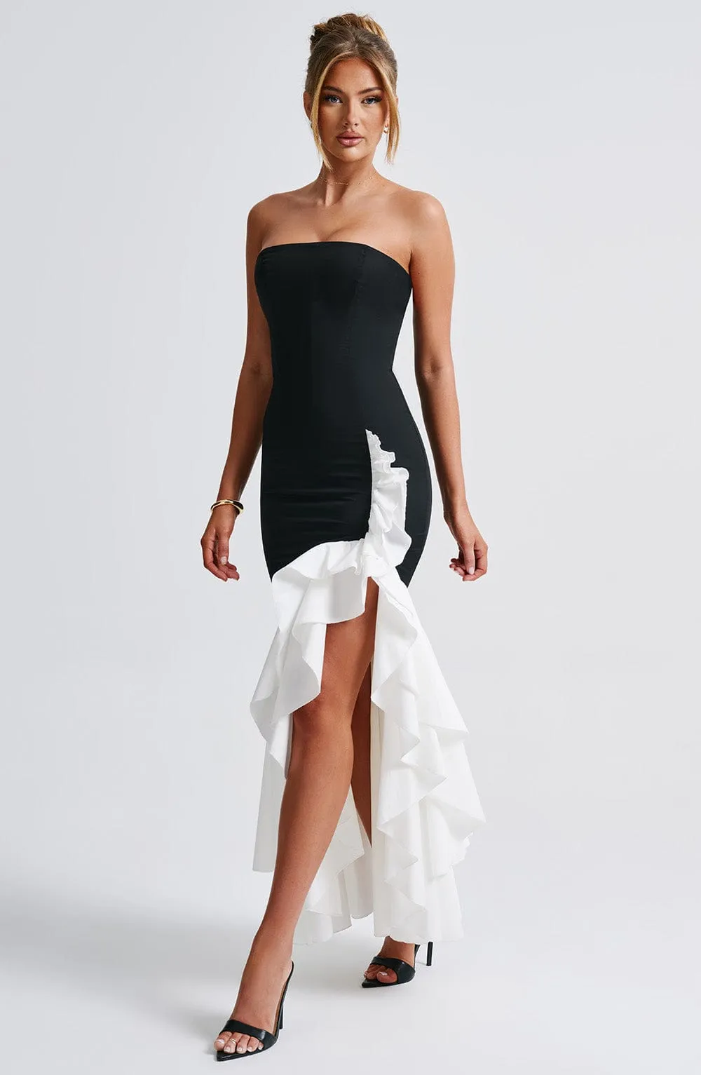 Angelina Maxi Dress - Black/White