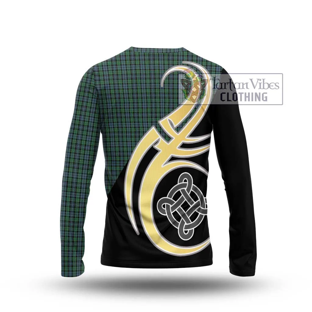 Arbuthnot Tartan Long Sleeve T-Shirt with Family Crest and Celtic Symbol Style