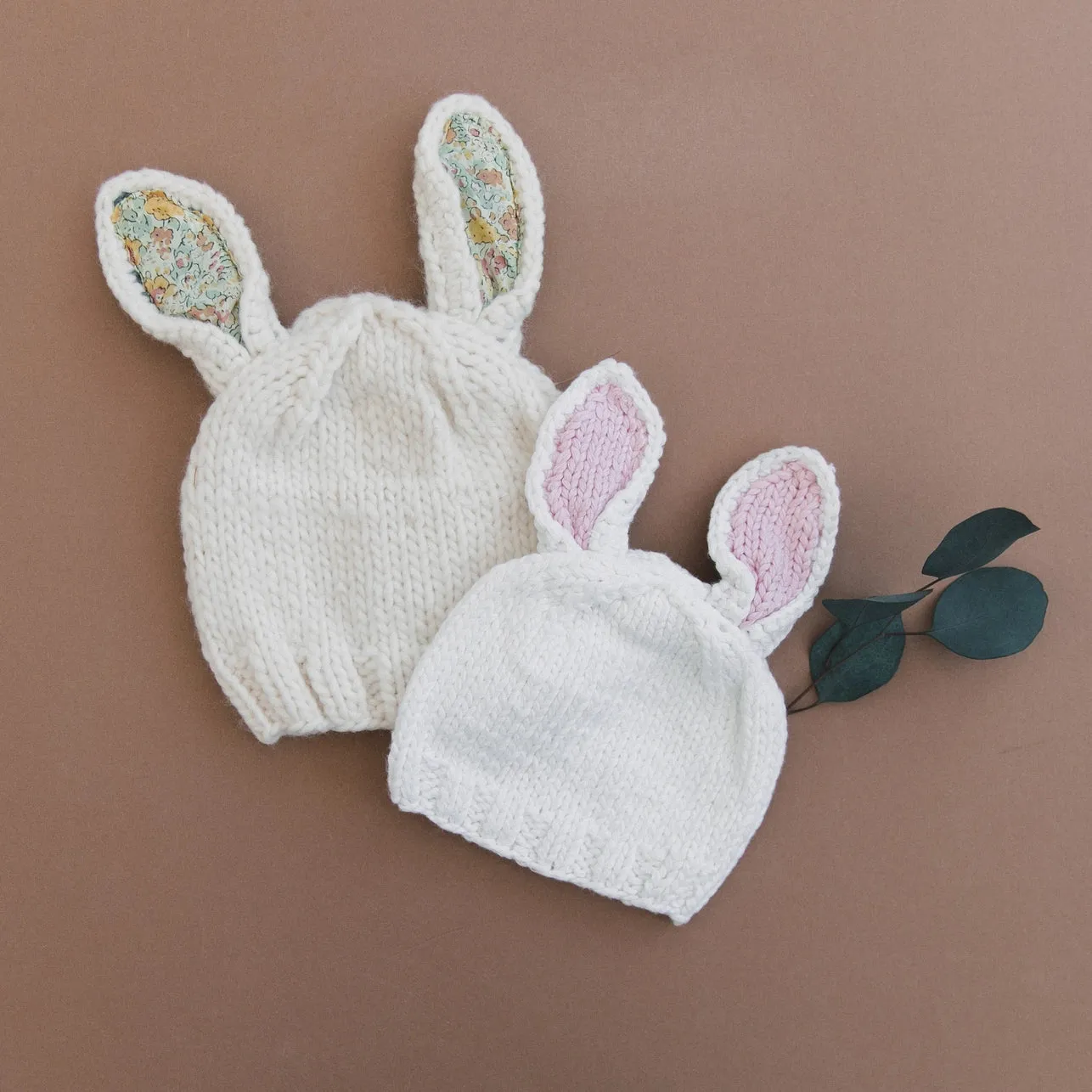 Bailey Bunny Knit Hat, White   Pink