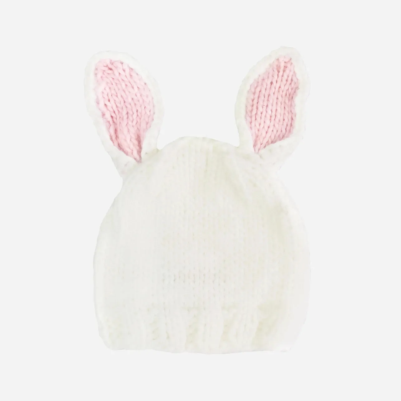 Bailey Bunny Knit Hat, White   Pink