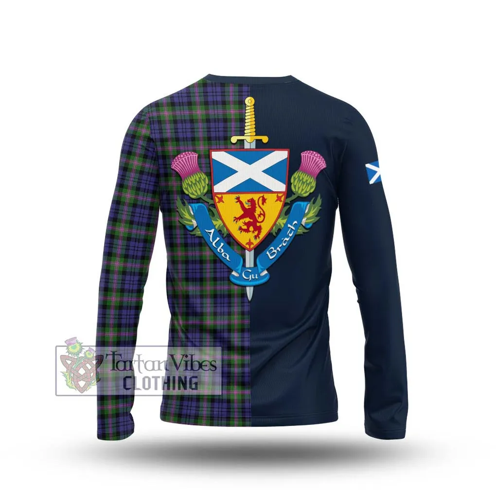 Baird Modern Tartan Long Sleeve T-Shirt Alba with Scottish Lion Royal Arm Half Style