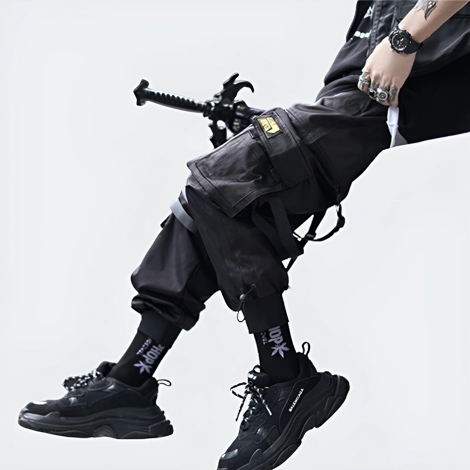 Black Tiny Sparks Cargo Jogger