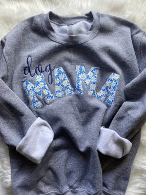 Blue Daisy Dog Mom Sweatshirt | Personalized Mama Sweatshirt | Duke & Fox®