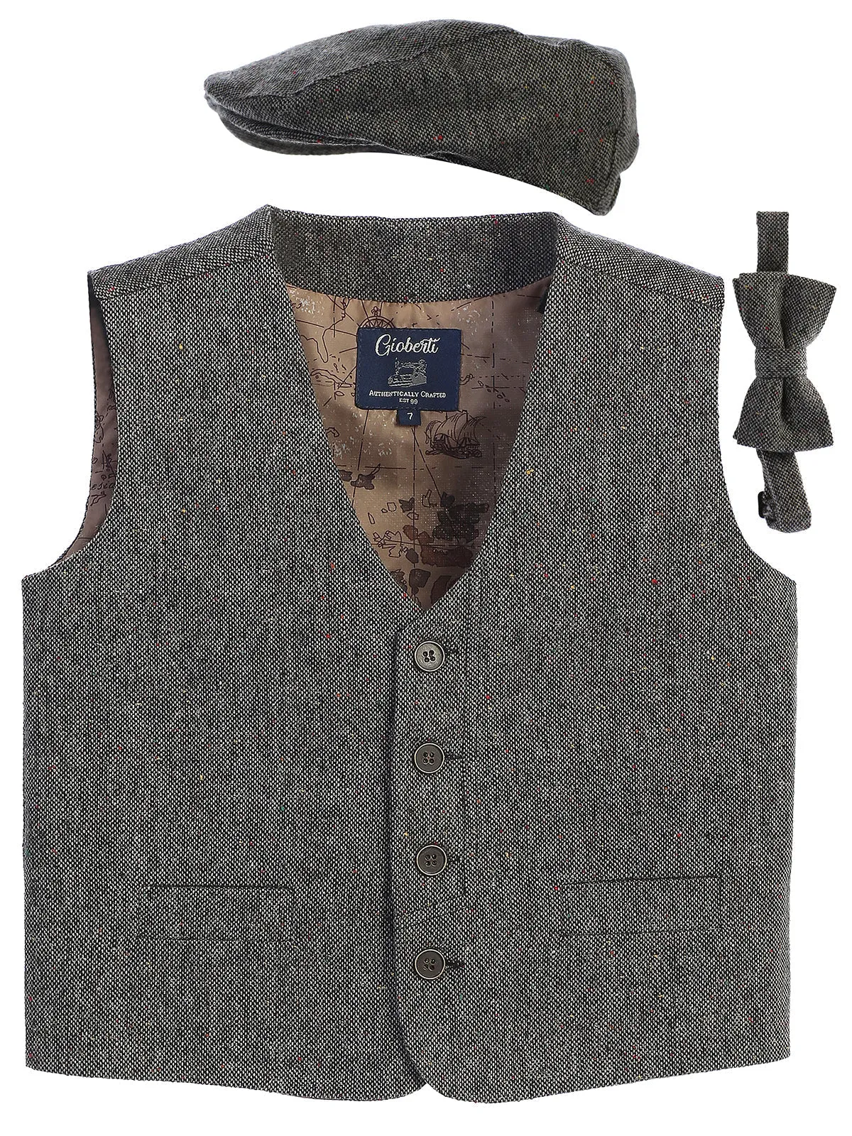 Boy's (8-16) 3pc Tweed Vest Set