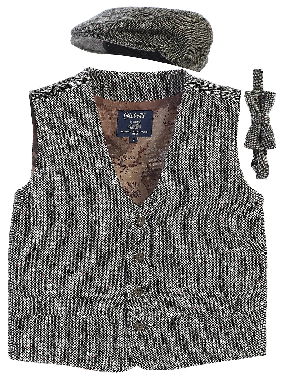 Boy's (8-16) 3pc Tweed Vest Set