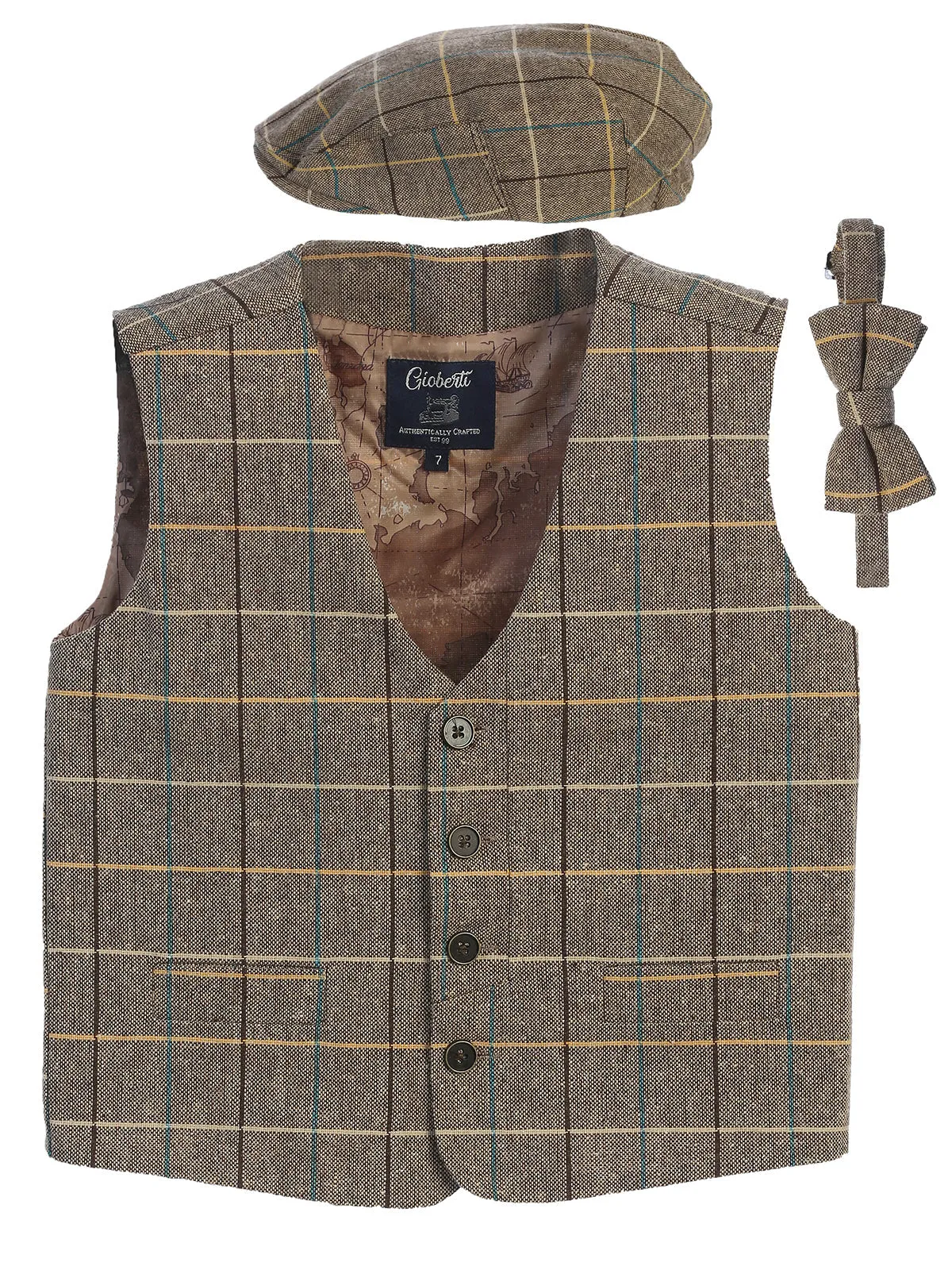 Boy's (8-16) 3pc Tweed Vest Set