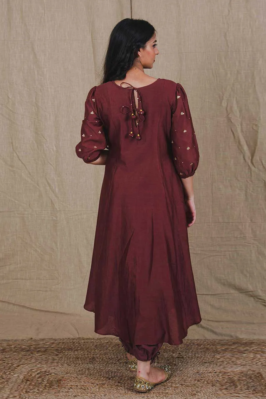 Brown Embroidered Kurta & Pant Set