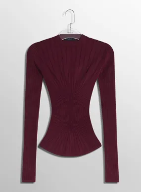 burgundy sculpting knit top