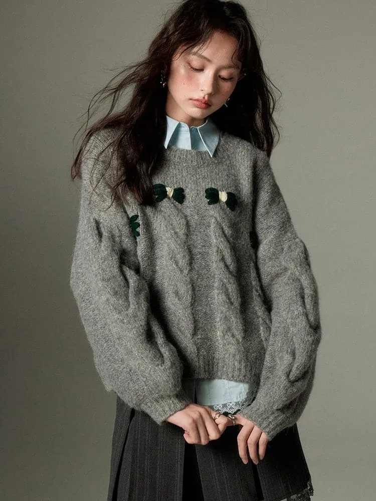 Cable Bow Knit Sweater