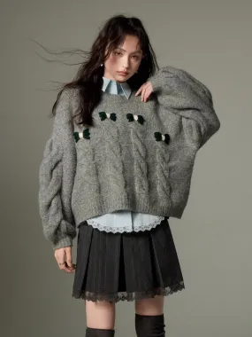 Cable Bow Knit Sweater