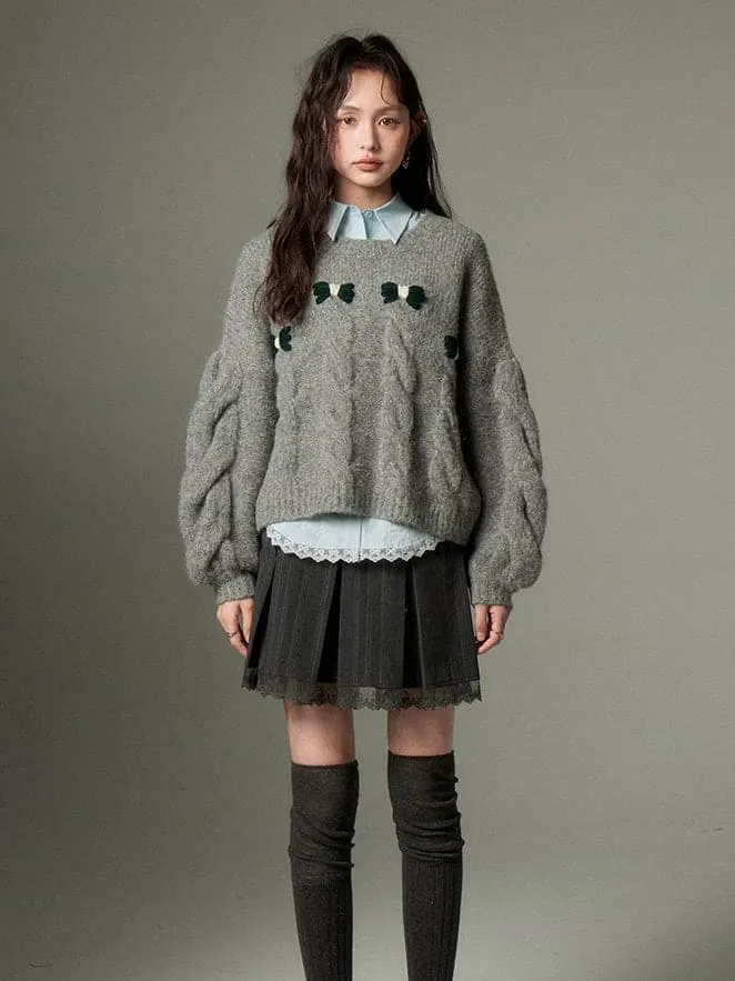 Cable Bow Knit Sweater