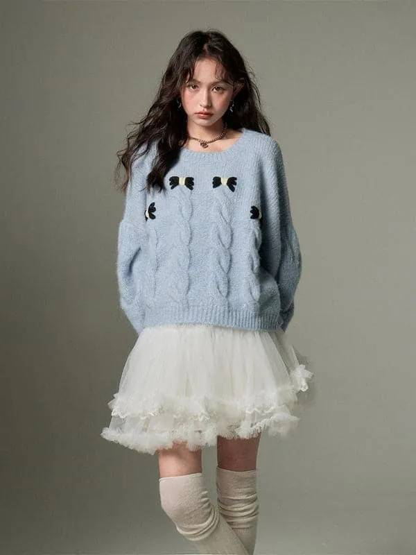 Cable Bow Knit Sweater