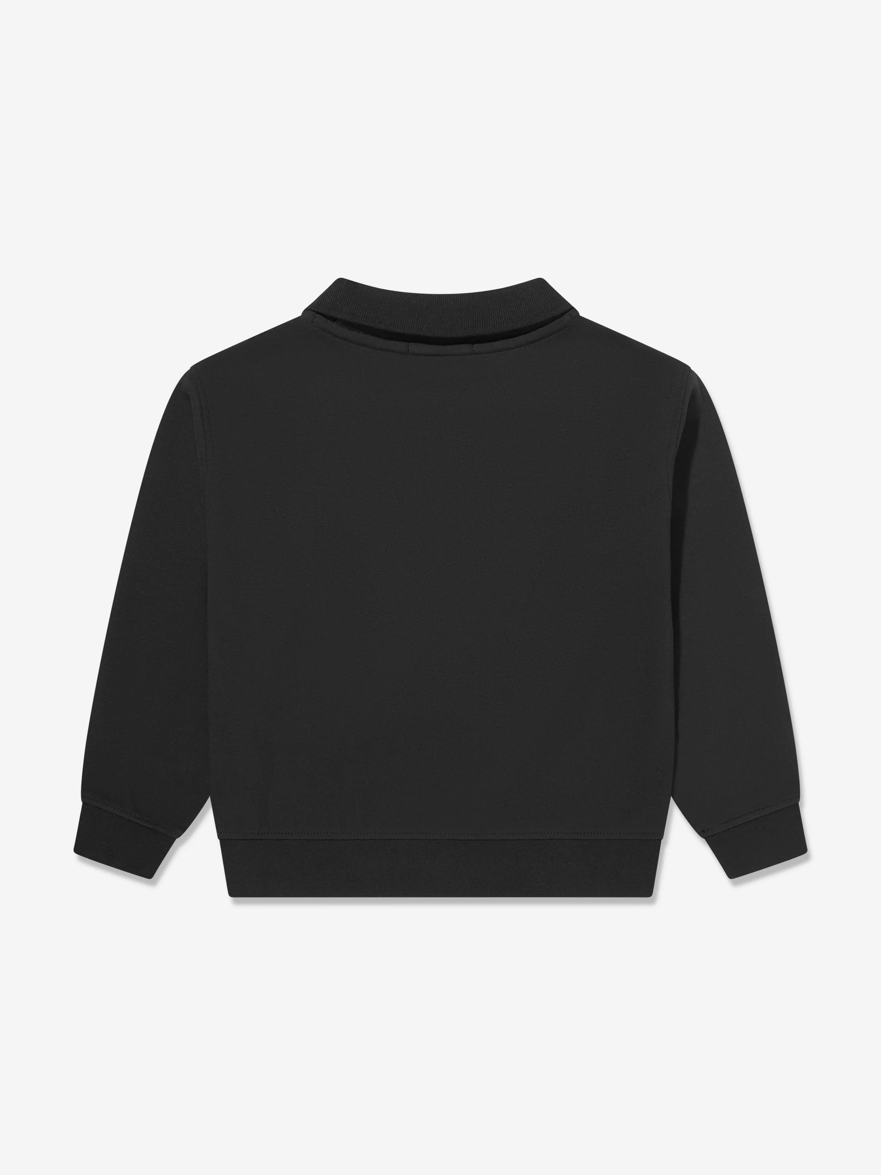 Calvin Klein Boys Polo Collar Monogram Sweatshirt in Black