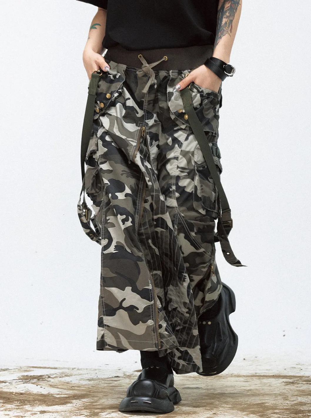 Camouflage Chain Maxi Skirt