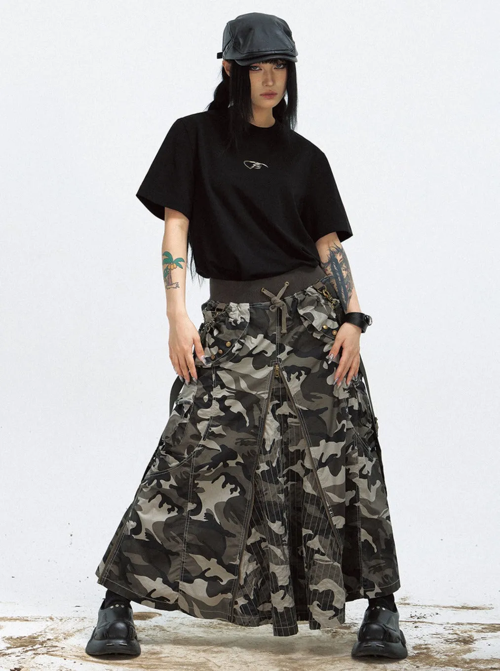 Camouflage Chain Maxi Skirt