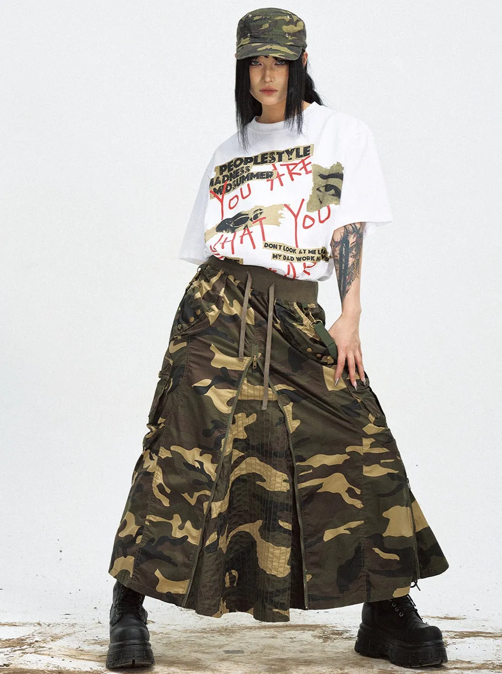 Camouflage Chain Maxi Skirt