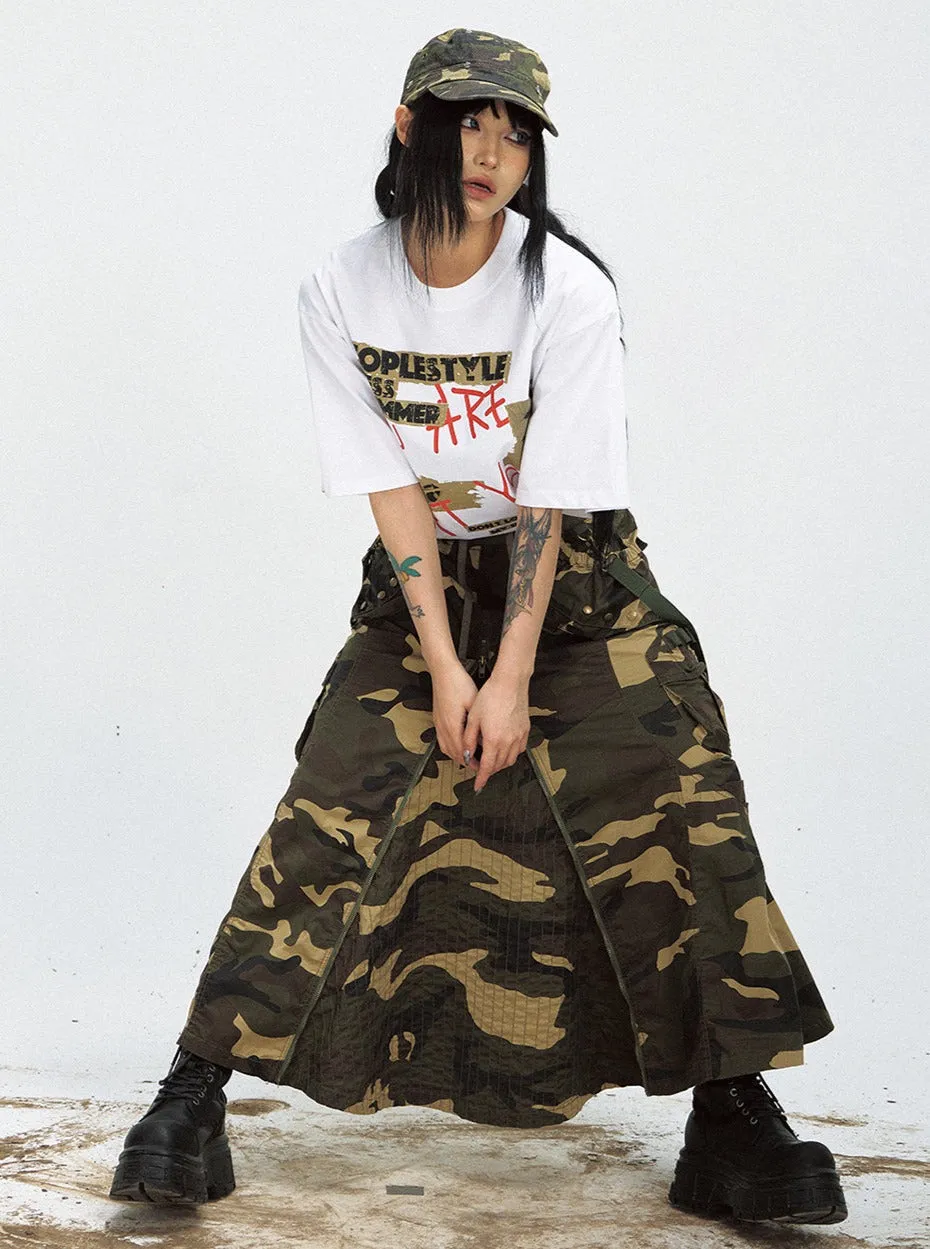 Camouflage Chain Maxi Skirt