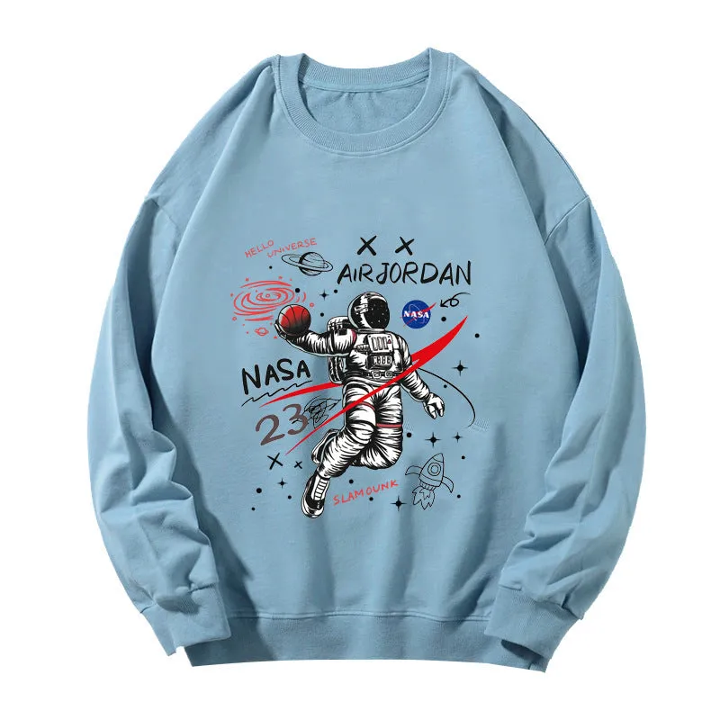 Casual round neck long sleeve printed sweatshirt