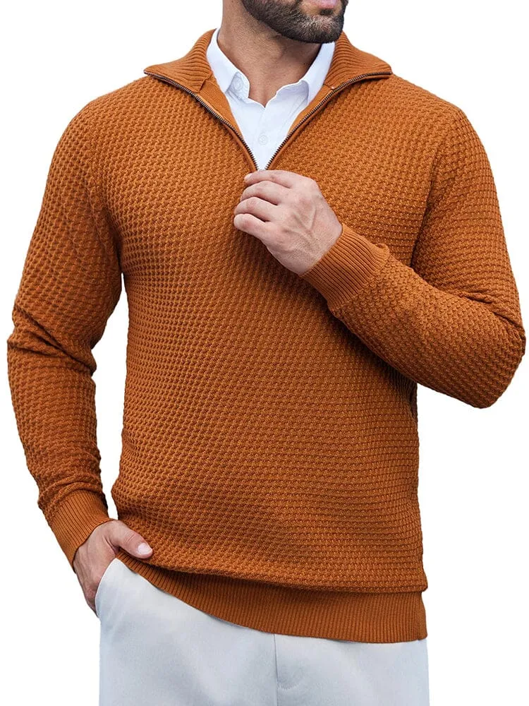 Casual Waffle Polo Sweater (US Only)