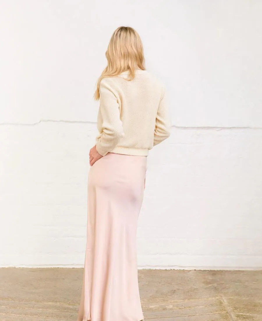 Champagne Satin Maxi Slip Skirt