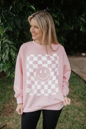 Checker Happy Face Wholesale Sweatshirt