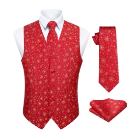 Christmas 3pc Suit Vest - RED-SNOW