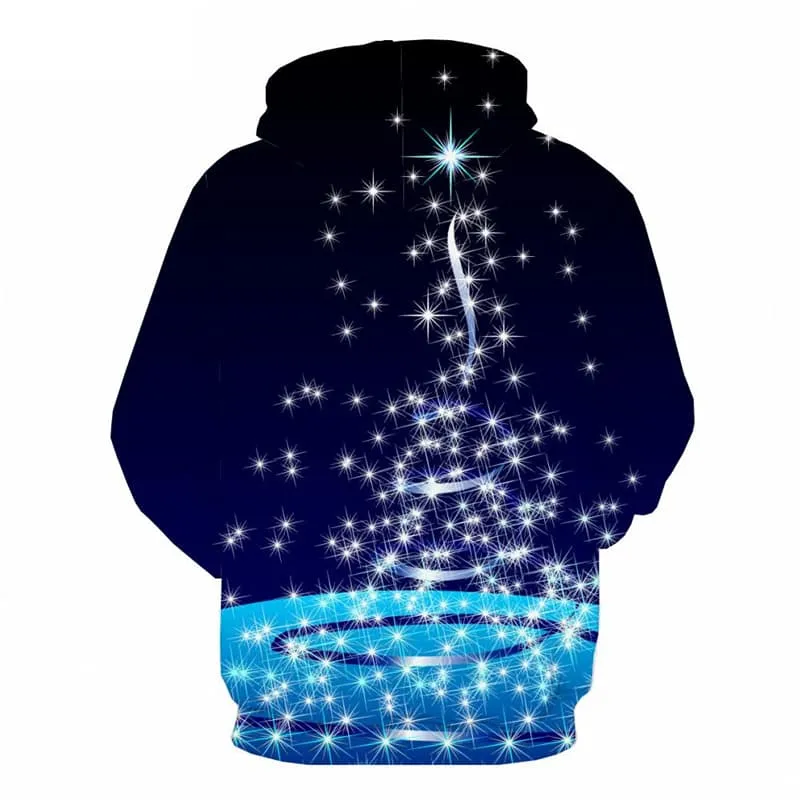 Christmas Sweatshirts men Christmas Tree Hoody Anime Blue Hoodie Print New Year 3d Printed