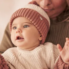 Chunky Knit Colorblock Beanie Hat