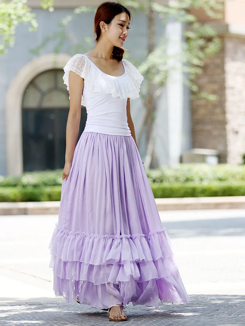 Circle skirt maxi skirt women skirt long skirt in purple 1017#