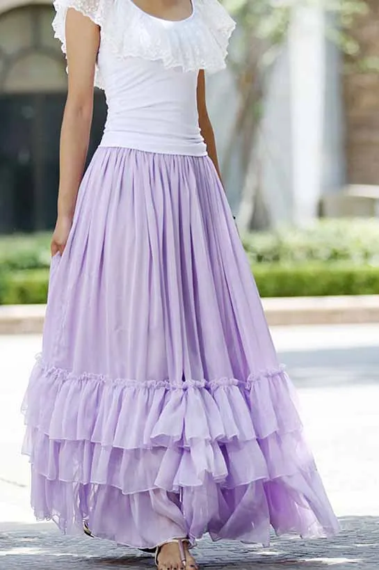 Circle skirt maxi skirt women skirt long skirt in purple 1017#