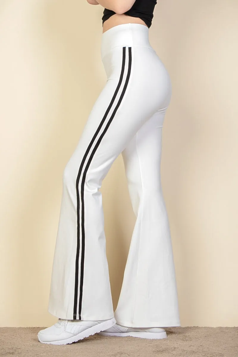 Contrast Side Stripe Flare Pants