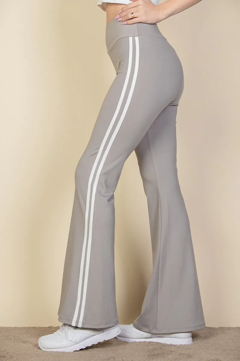 Contrast Side Stripe Flare Pants