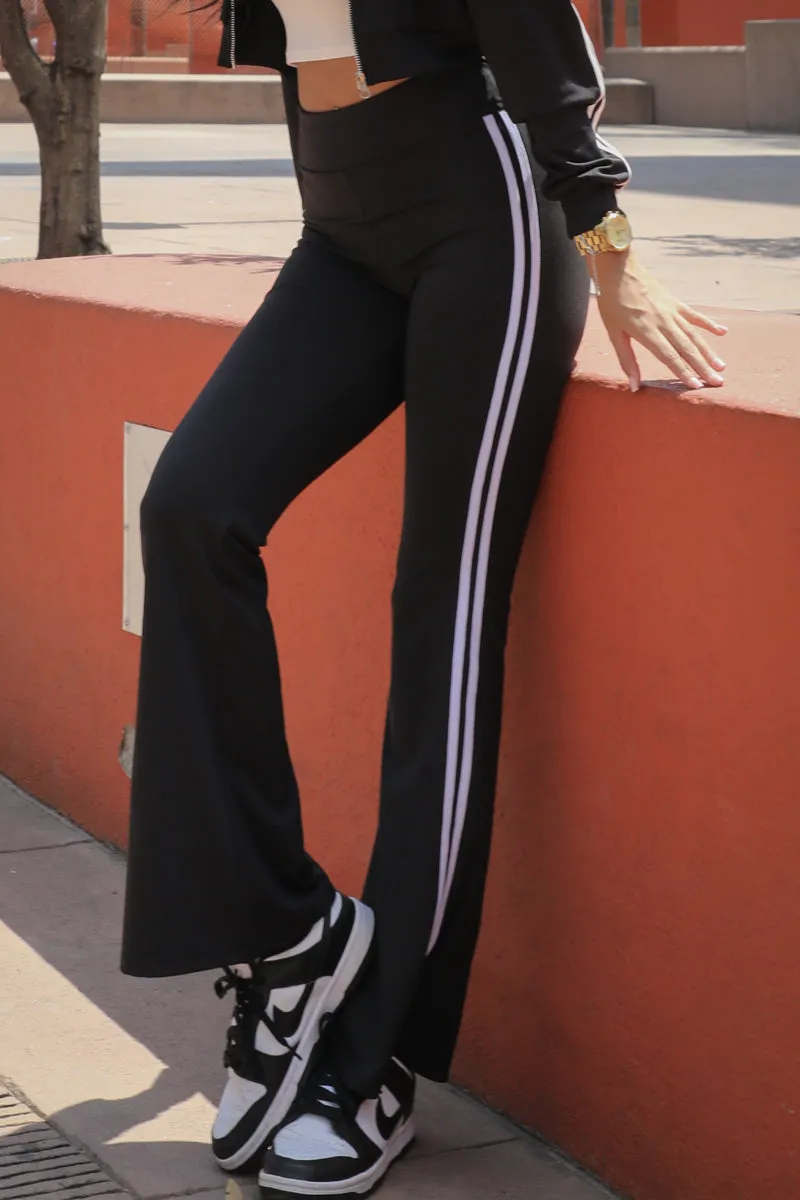 Contrast Side Stripe Flare Pants