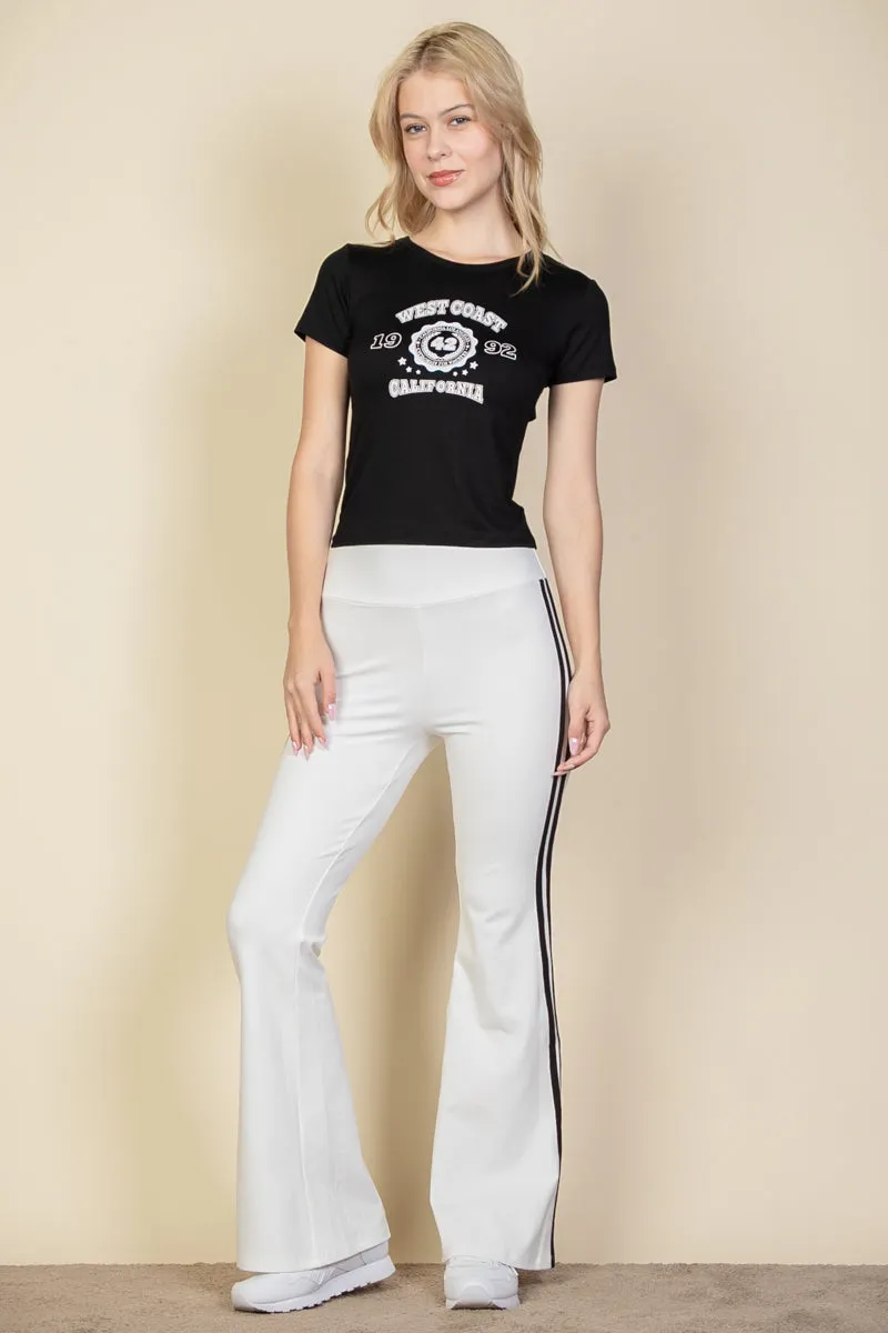 Contrast Side Stripe Flare Pants