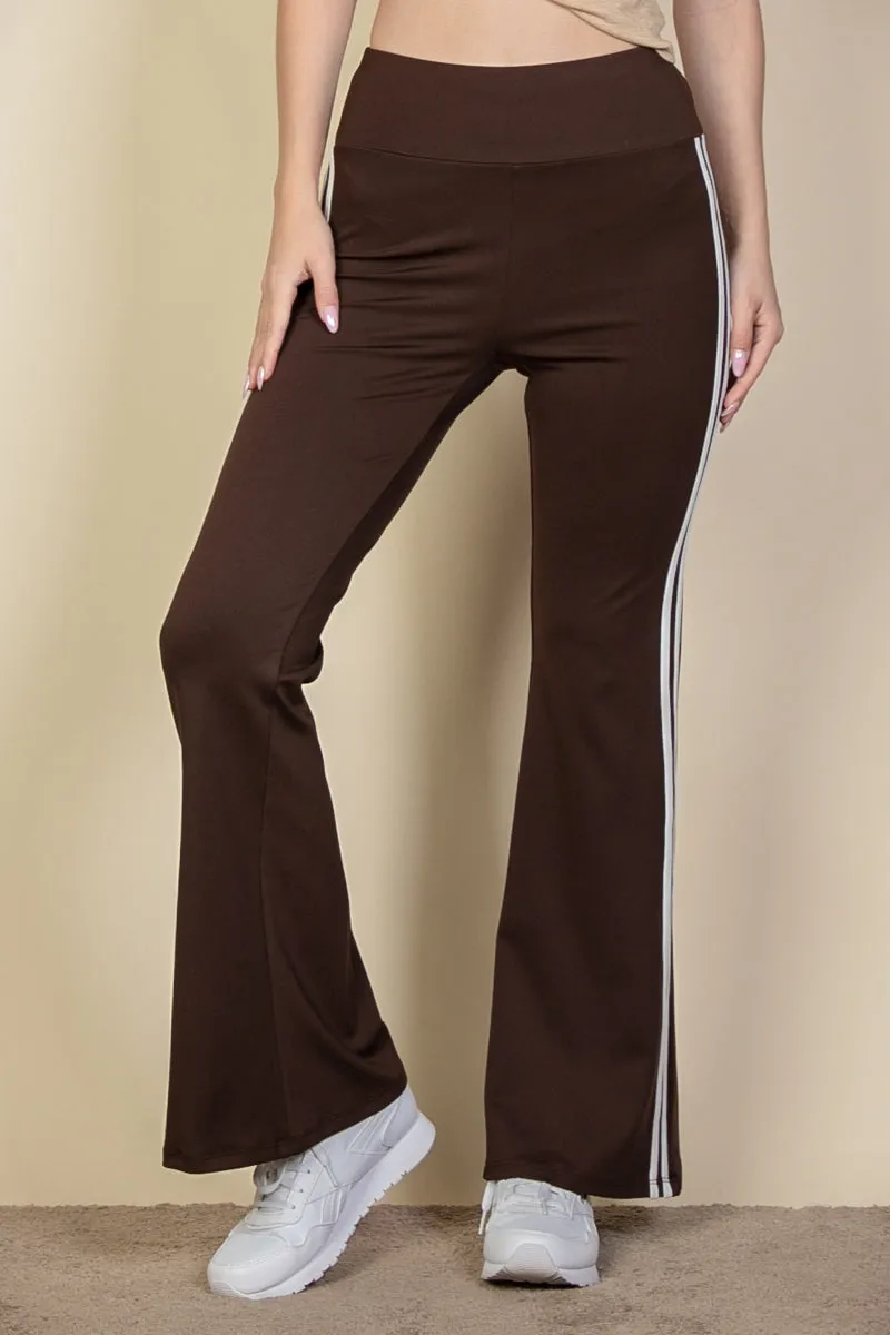 Contrast Side Stripe Flare Pants