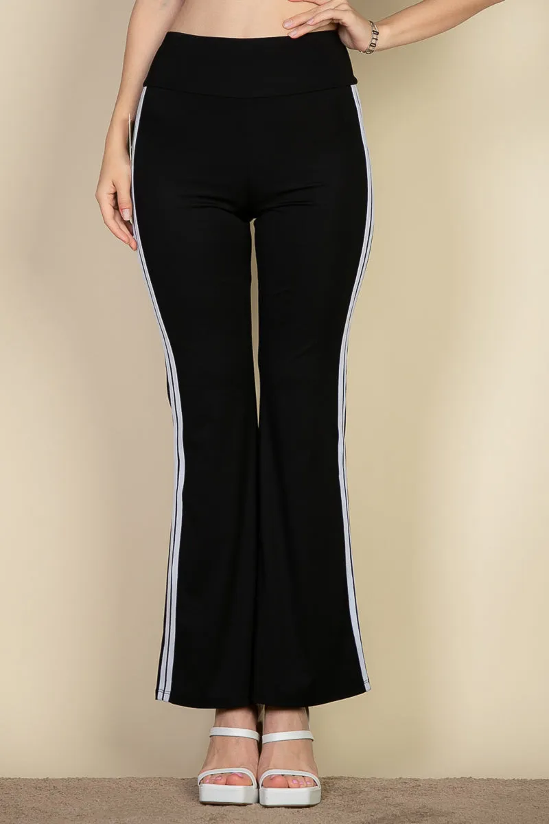 Contrast Side Stripe Flare Pants