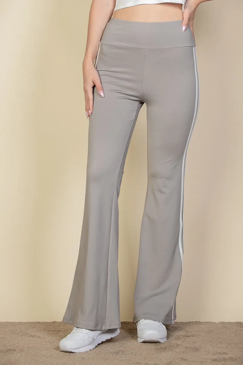 Contrast Side Stripe Flare Pants