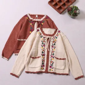 Cottagecore Embroidery Knit Cardigan