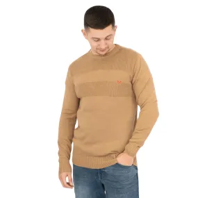 Crew Clothing Mens Rib Knitted Jumper Long Sleeve Brown