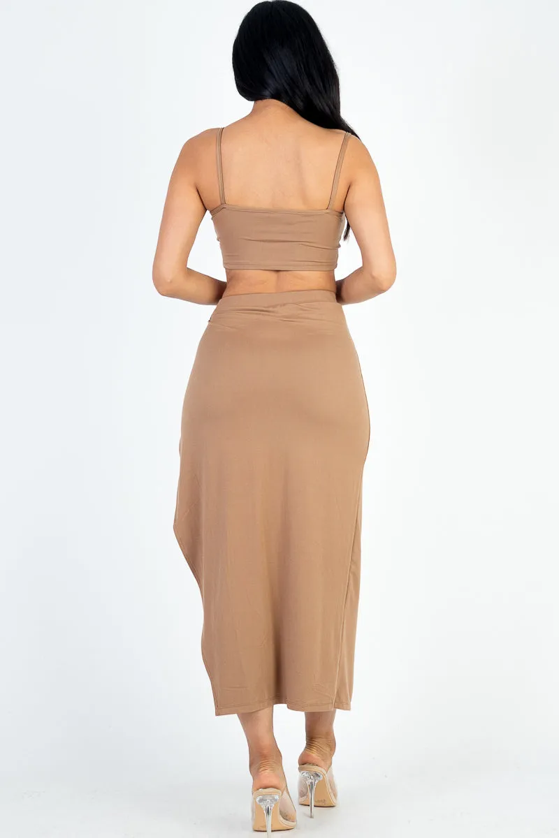 Crop Cami & Split Thigh Maxi Skirt Set